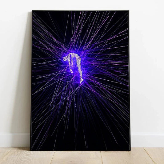 Abstract portrayal of higher dimensions showing complex web structures in deep indigo, cyan, and violet glow over black space