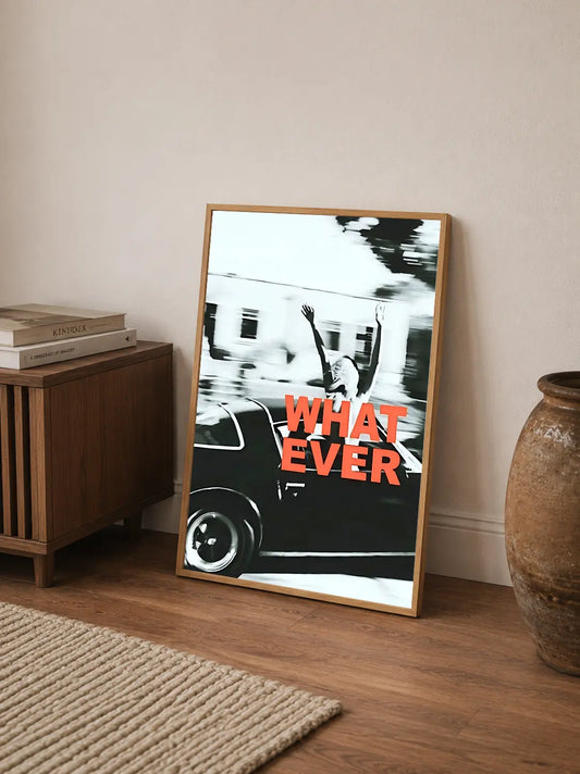 Portrait layout poster detailing layered typography; features strong textual blocks and geometric arrangements against clean white space
