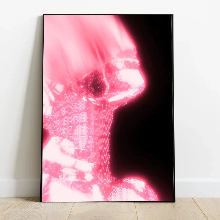 Abstract design featuring glowing red energy lines connecting complex, geometric shapes against a deep black background. Portrait orientation art