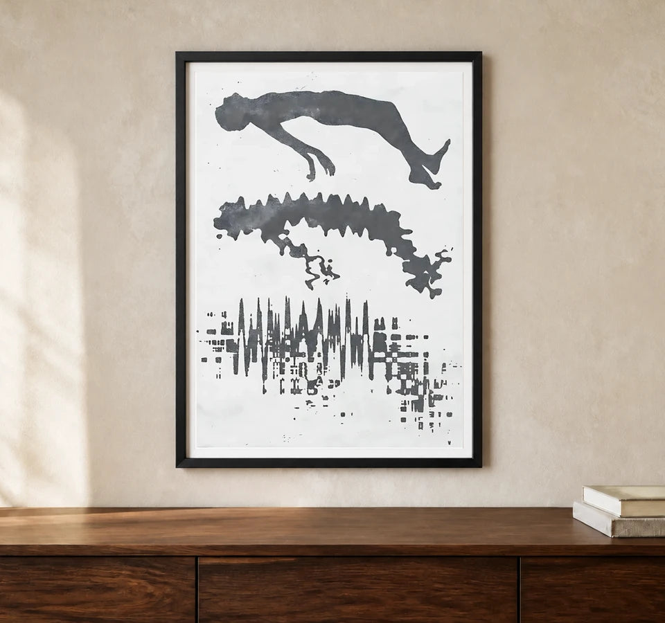 Product-focused lifestyle view of A4 · Black Gallery Frame - gallery image 1 of 5