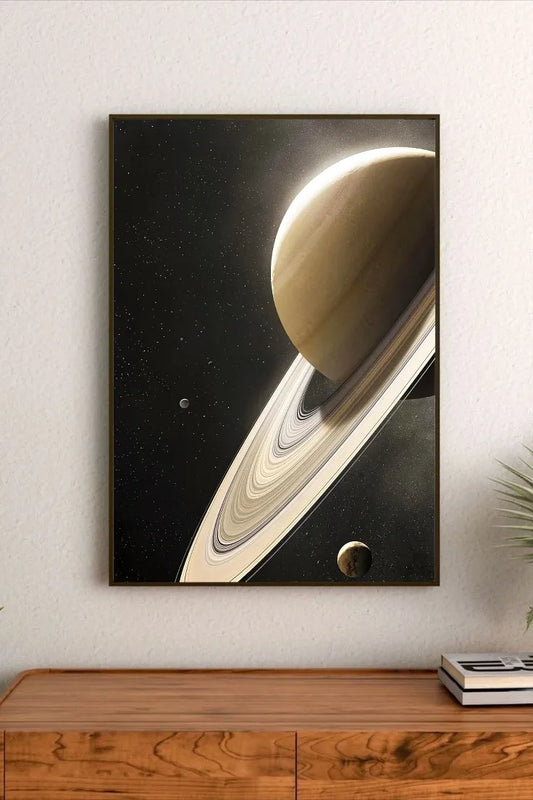 Portrait orientation celestial print showing swirling cosmic gas in vibrant purples and blues, focused on distant stellar fields and nebula clusters