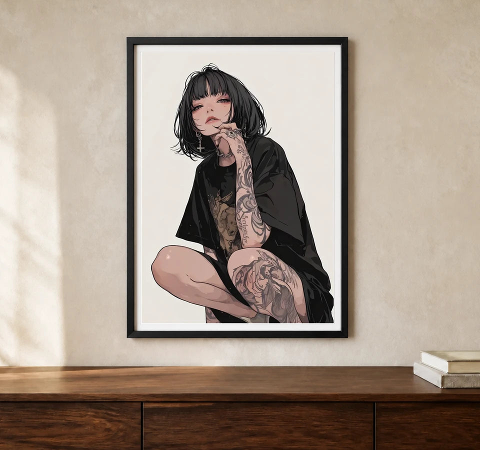 Product-focused lifestyle view of A4 · Black Gallery Frame - gallery image 1 of 5
