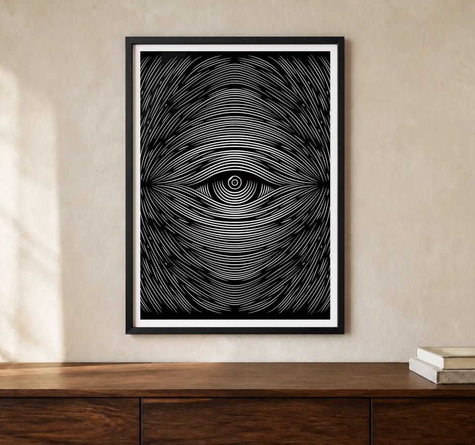 Product-focused lifestyle view of A4 · Black Gallery Frame - gallery image 1 of 5