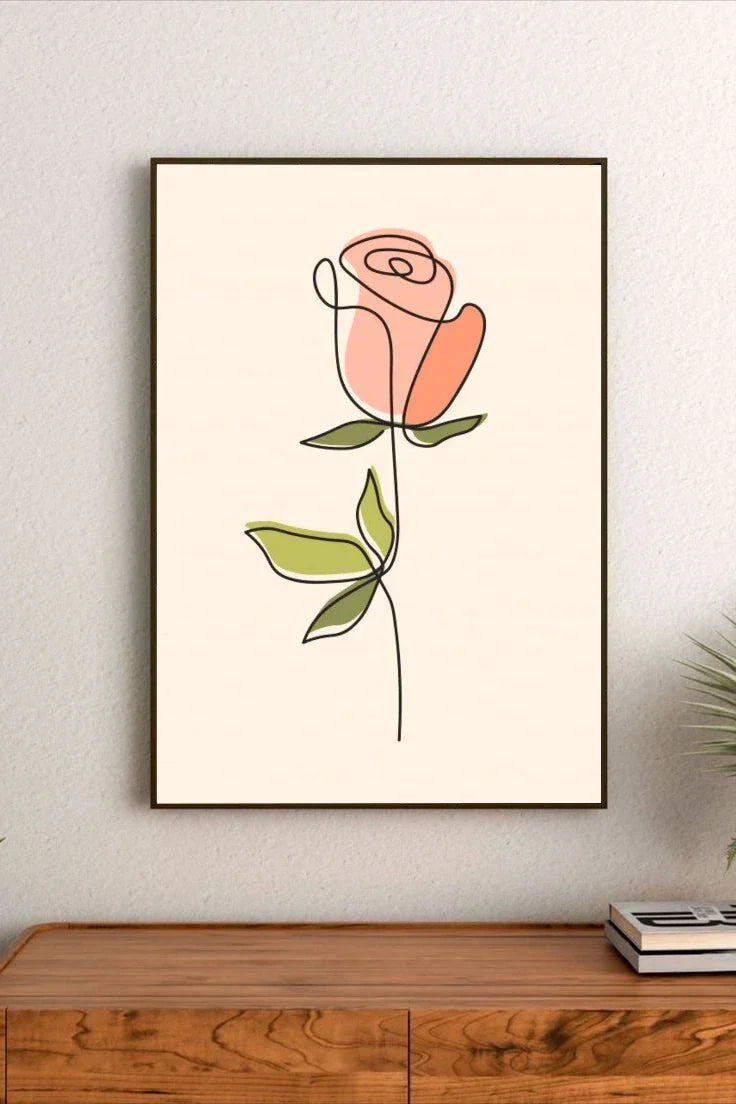 Watercolor floral poster in soft tones of blush pink, pale yellow, and seafoam green; a botanical arrangement with delicate blooms