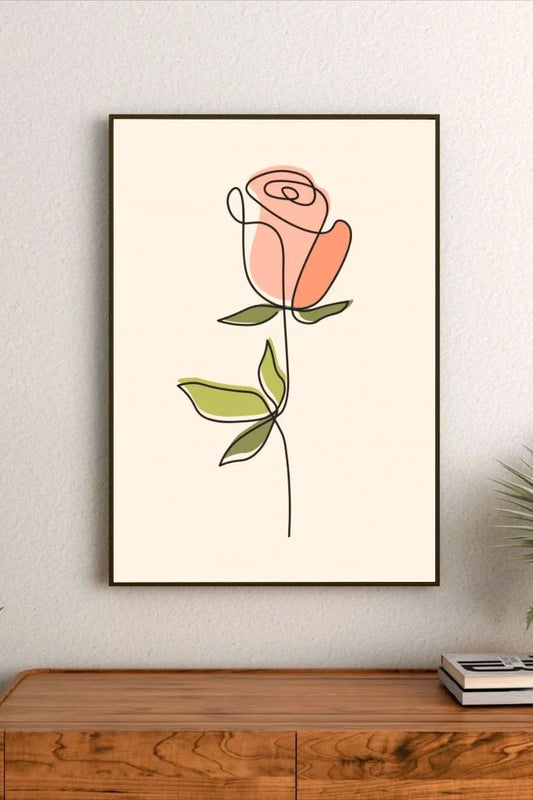 Watercolor floral poster in soft tones of blush pink, pale yellow, and seafoam green; a botanical arrangement with delicate blooms