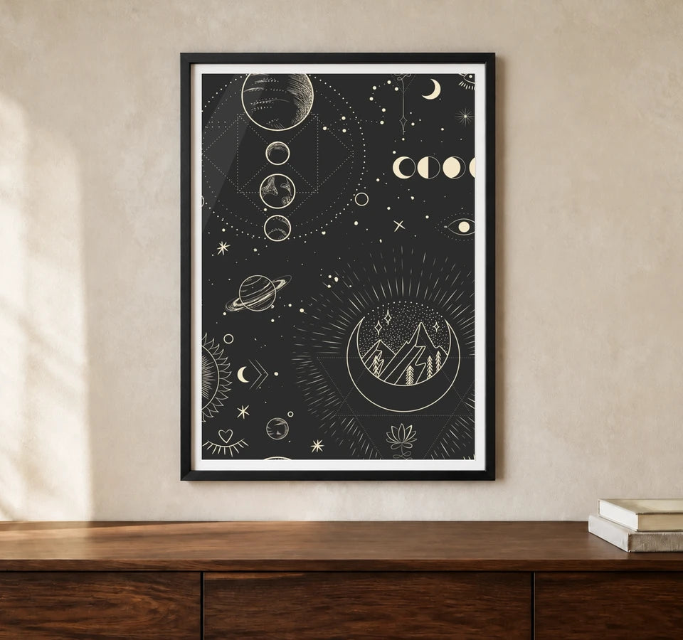 Product-focused lifestyle view of A4 · Black Gallery Frame - gallery image 1 of 5