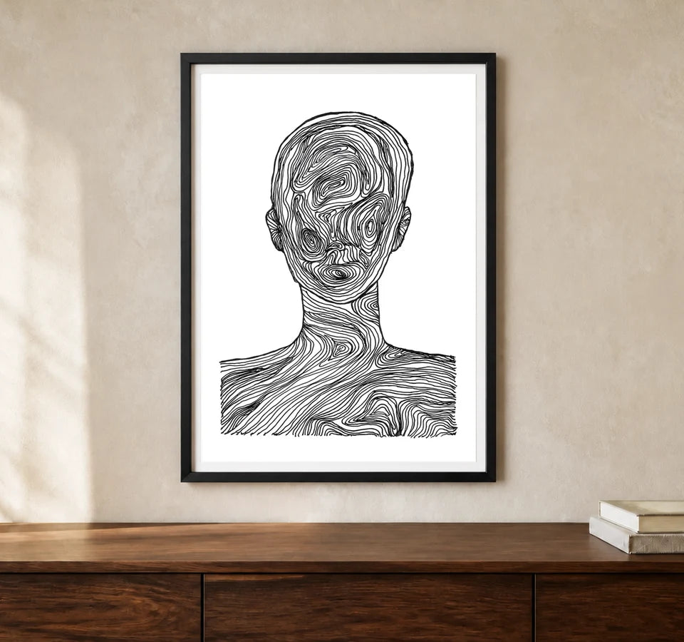 Product-focused lifestyle view of A4 · Black Gallery Frame - gallery image 1 of 5