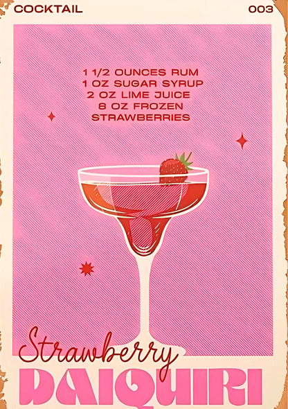 Graphic poster illustration featuring sliced lemons and strawberries within a structured layout; vibrant pink, yellow, and leaf greens are prominent