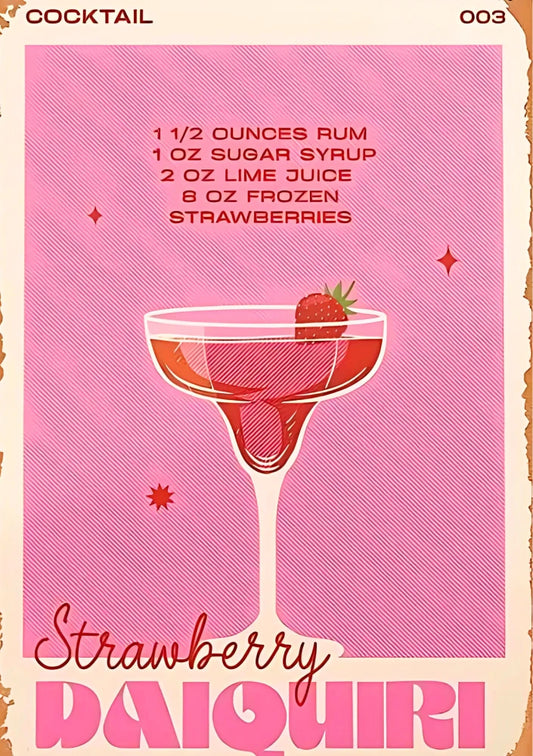 Graphic poster illustration featuring sliced lemons and strawberries within a structured layout; vibrant pink, yellow, and leaf greens are prominent