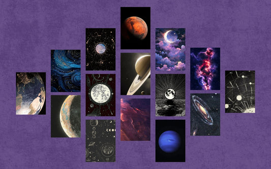 A diagrammatic celestial poster featuring vintage scientific text, lunar phases, and etched orbital paths against a cream background