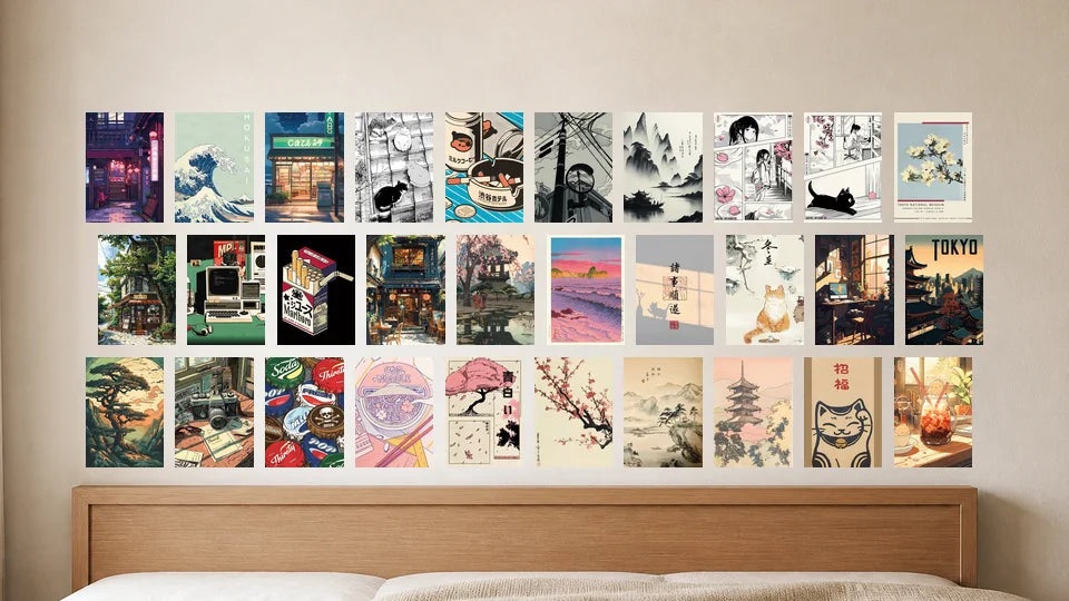 Product-focused lifestyle view of A5 · 30 posters - gallery image 1 of 5