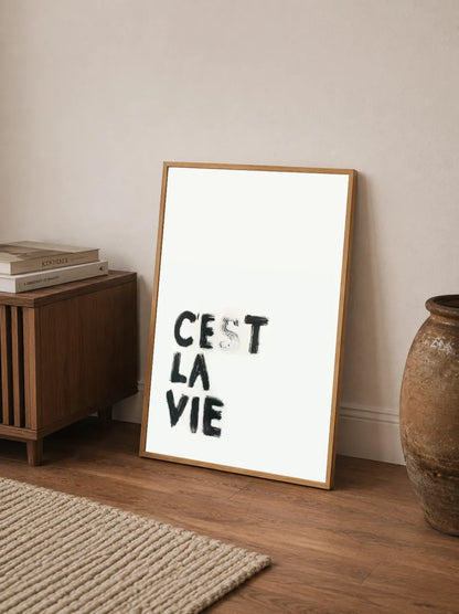 Vertical abstract textual poster design showcasing dark typography details against an expanse of creamy white background paper