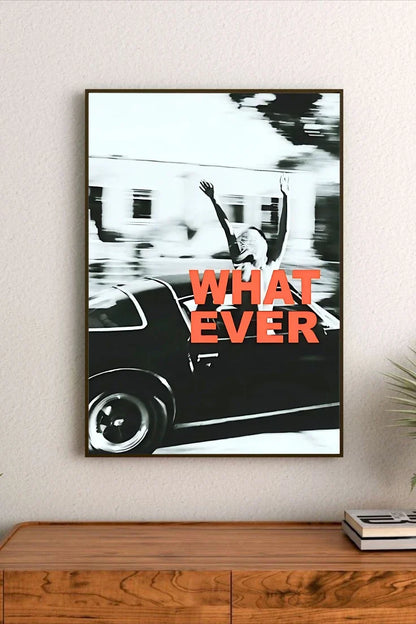 High contrast typographical poster displaying "Reckless Abandon" within a collage composition featuring abstract black and white graphic elements