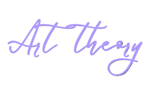 Neon sign with 'Art theory' text on a black background